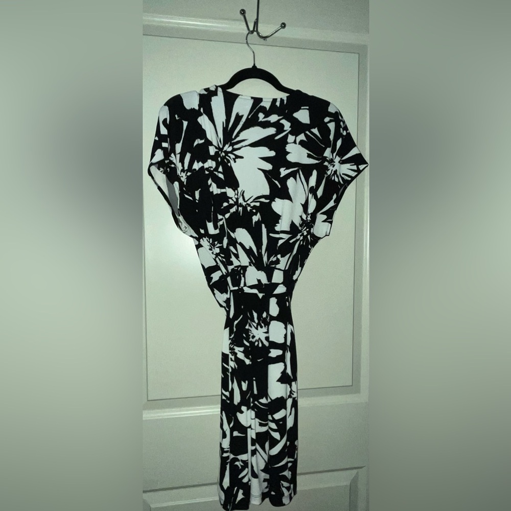 Nine West Black and White Floral Wrap Dress - Picture 2 of 4